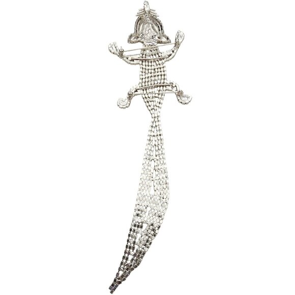 Silver Tone Clear Rhinestone Articulated Mouse Rat Shoulder Brooch Pin L889 - Picture 5 of 7